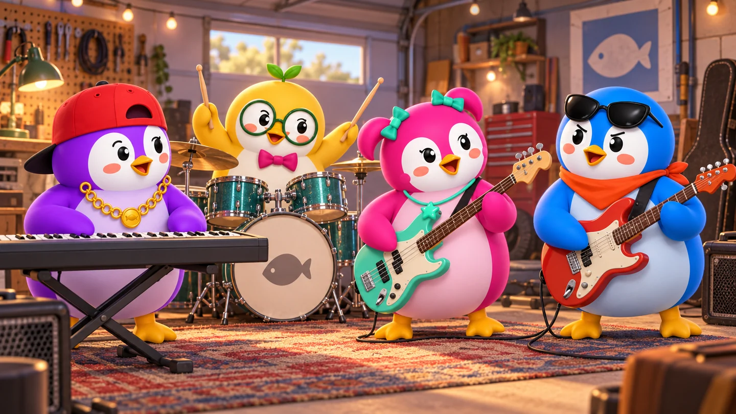 Four friends rehearse